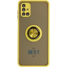 Mabelme Store Mey Ithalat®  Samsung Galaxy M51 Kılıf Montreal Yüzüklü Silikon Kapak - Sarı