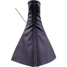Mabelme Store Tüm Araçlara Uyumlu Vites Körüğü Siyah Deri Gri Dikiş