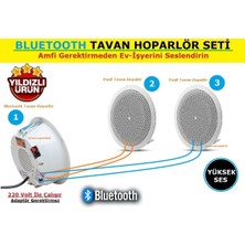 Ucuzcu Market Bluetooth Tavan Hopalör Seti (1 Adet Bluetooth Hoparlör + 2 Adet Pasif Hoparlör)