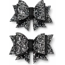 Mabelme Store Işıltılı Glitter Tasarımlı Fiyonk Saç Tokası Gri Pullu