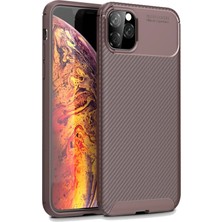 Mabelme Store Mey Ithalat®  iPhone 11 Pro Max Kılıf Auto Focus Karbon Kapak - Kahverengi