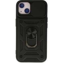 Mabelme Store Mey Ithalat®  iPhone 14 Kılıf Pars Lens Yüzüklü Silikon - Siyah