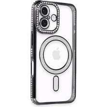 Mabelme Store Mey Ithalat®  iPhone 16 Kılıf Joke Simli Magneticsafe Kılıf - Siyah