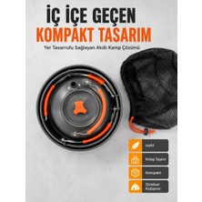 Aesco Kompakt Kamp Yemek Seti Alüminyum Tencere Tava Çaydanlık Taşıma Fileli Outdoor Set