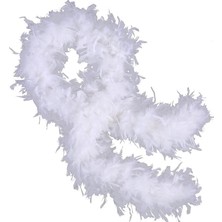 Mabelme Store Mey Ithalat® Beyaz Renk Kabarık Kalın Otriş Boa Tüy 6 cm Genişlik 180-200 cm Uzunluk