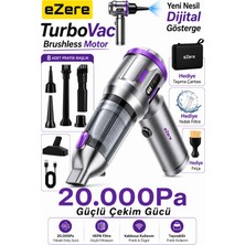 Najmaddin Hep Ezere Turbovac 20000PA Güçlü Dijital Göstergeli Vakumlu Kablosuz Üflemeli Mini Araç Süpü