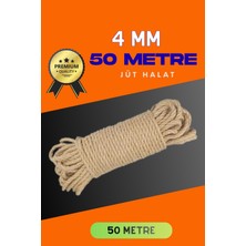 Mabelme Store 4 mm 50 Metre Jüt Halat Dekoratif Hasır Ip Urgan Süs