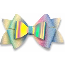 Mabelme Store Glitter Detaylı Fiyonk Saç Tokası 9,5x4,5 cm Renkli