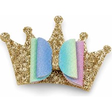Mabelme Store Glitter Detaylı Fiyonk Saç Tokası 9x6 cm Gold