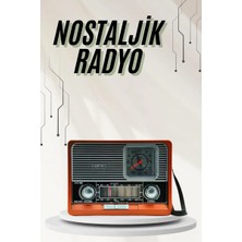 Aesco Saatli Fenerli Bluetooth Nostaljik Radyo Aux Sd USB Girişli Bluetooth Hoparlör