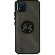 Mey Ithalat®  Realme C11 2021 Kılıf Montreal Yüzüklü Silikon Kapak - Siyah