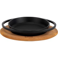 Kabı Lv Eco Y Stv 12 K4 Yuvarlak Kızartma Tavası ve Ahşap Plaka Çap 12 cm Dökme Demir Siyah
