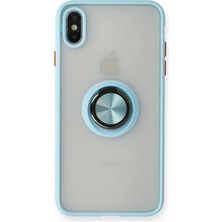 Mey Ithalat®  iPhone Xs Max Kılıf Montreal Yüzüklü Silikon Kapak - Buz Mavi