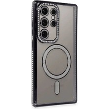 Mey Ithalat®  Samsung Galaxy S24 Ultra Kılıf Joke Simli Magneticsafe Kılıf - Siyah