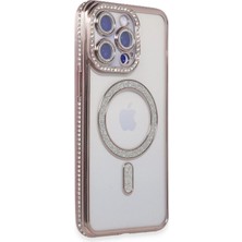 Mey Ithalat®  iPhone 15 Pro Kılıf Joke Simli Magneticsafe Kılıf - Pembe