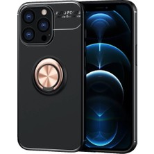 Mey Ithalat®  iPhone 13 Pro Kılıf Range Yüzüklü Silikon - Siyah-Gold