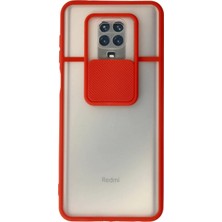 Mey Ithalat®   Redmi Note 9 Pro Kılıf Palm Buzlu Kamera Sürgülü Silikon - Kırmızı