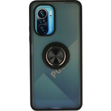 Mey Ithalat®   Redmi K40 Kılıf Montreal Yüzüklü Silikon Kapak - Siyah