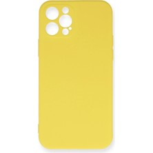 Mey Ithalat®  iPhone 12 Pro Max Kılıf Nano Içi Kadife Silikon - Sarı