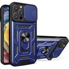 Mey Ithalat®  iPhone 16 Pro Kılıf Pars Lens Yüzüklü Silikon - Lacivert