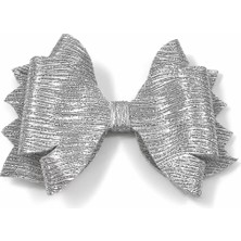 Glitter Detaylı Fiyonk Saç Tokası 9x7 cm Gümüş Gri