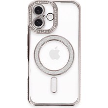 Mey Ithalat®  iPhone 16 Plus Kılıf Joke Simli Magneticsafe Kılıf - Pembe