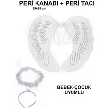 Mey Ithalat® Beyaz Dantel Tüllü Peri Kanadı ve Peri Tacı Seti 45X40 cm