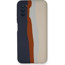 Mey Ithalat®  Samsung Galaxy A03S Kılıf Ebruli Lansman Silikon - Lacivert-Krem