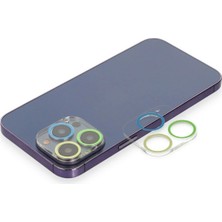 Mey Ithalat®  iPhone 13 Pro Max Renkli Kamera Lens Koruma Cam - Yeşil-Sarı