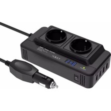 200W Araba Güç Çevirici Dc 12V Ac 220V Dönüştürücü 2 Ac Çıkışlı 4 USB Bağlantı Nokta