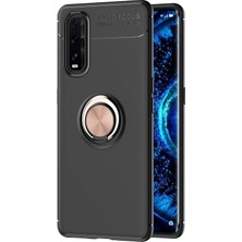 Mey Ithalat®   Find X2 Kılıf Range Yüzüklü Silikon - Siyah-Gold