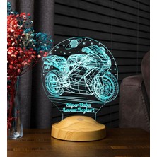 Hediye Motosiklet Babalar Günü Hediyesi Motor Hayranına 3D LED Lamba