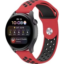 Mey Ithalat®  Watch 20MM Spor Delikli Kordon - Kırmızı-Siyah