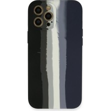 Mey Ithalat®  iPhone 12 Pro Kılıf Ebruli Lansman Silikon - Siyah-Lacivert