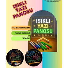LED Mum Yaz-Sil Işıklı 3 Kalemli Neon Yazı Tahtası Yazılıp Silinebilir Not Tahtası Akrilik
