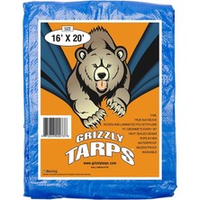 Grizzly Tarps 16'x 20'büyük Çok Amaçlı Su Geçirmez Ağır Hizmet Tipi Poli Tarp Grometli Her 3