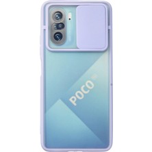 Mey Ithalat®   Poco F3 Kılıf Palm Buzlu Kamera Sürgülü Silikon - Lila