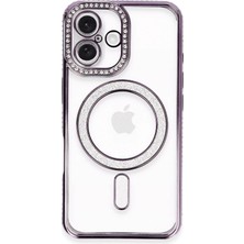 Mey Ithalat®  iPhone 16 Plus Kılıf Joke Simli Magneticsafe Kılıf - Derin Mor