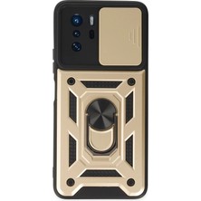 Mey Ithalat®   Poco X3 Gt Kılıf Pars Lens Yüzüklü Silikon - Gold