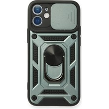 Mey Ithalat®  iPhone 11 Kılıf Pars Lens Yüzüklü Silikon - Yeşil