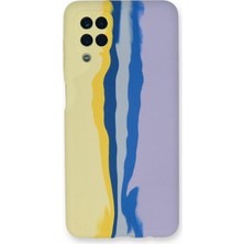 Mey Ithalat®  Samsung Galaxy A22 Kılıf Ebruli Lansman Silikon - Sarı-Lila