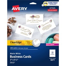 Avery Clean Edge Yazdırılabilir Kartvizitler, Emin Besleme Teknolojisi, 2" x 3.5", Beyaz, Lazer Ya