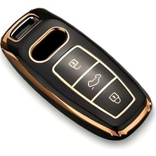 Autohan Keys Audi A3 A6L A7 A8 Q8 E-Tron C8 D5 2021-2022 Model Uyumlu Siyah Altın Detaylı Anahtar
