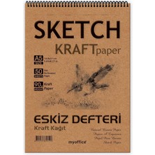 Etika Kraft Kağıt A5 Eskiz Defteri 90 Gr. Spiralli 50 Yaprak Sketchbook