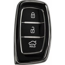 Autohan Keys Lüx Anahtar Kılıfı, Siyah-Gümüş Renk, Nano Koruma Teknolojili, Tucson Elentra Ba