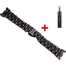 Uyumlu Mi Kordon 22MM Metal Kordon 36 Gümüş-Siyah