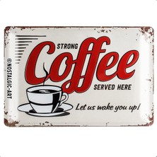 Nostalgic-Art 22249 Usa – Strong Coffee Served Here, Metal Levha 20 x 30 cm