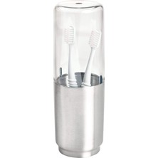 Idesign Austin Diş Fırçası Tutucu, Metal ve Plastik, Kapaklı Diş Fırçası Standı, Şeffaf/m