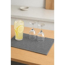 Silikon Bar Matı, Kaymaz Tezgah ve Bulaşık Kurutma Matı, 43X29 Cm, Mutfak ve Bar Için (Gri)