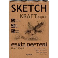 Kraft Kağıt A4 Eskiz Defteri 90 Gr. Spiralli 50 Yaprak Sketchbook